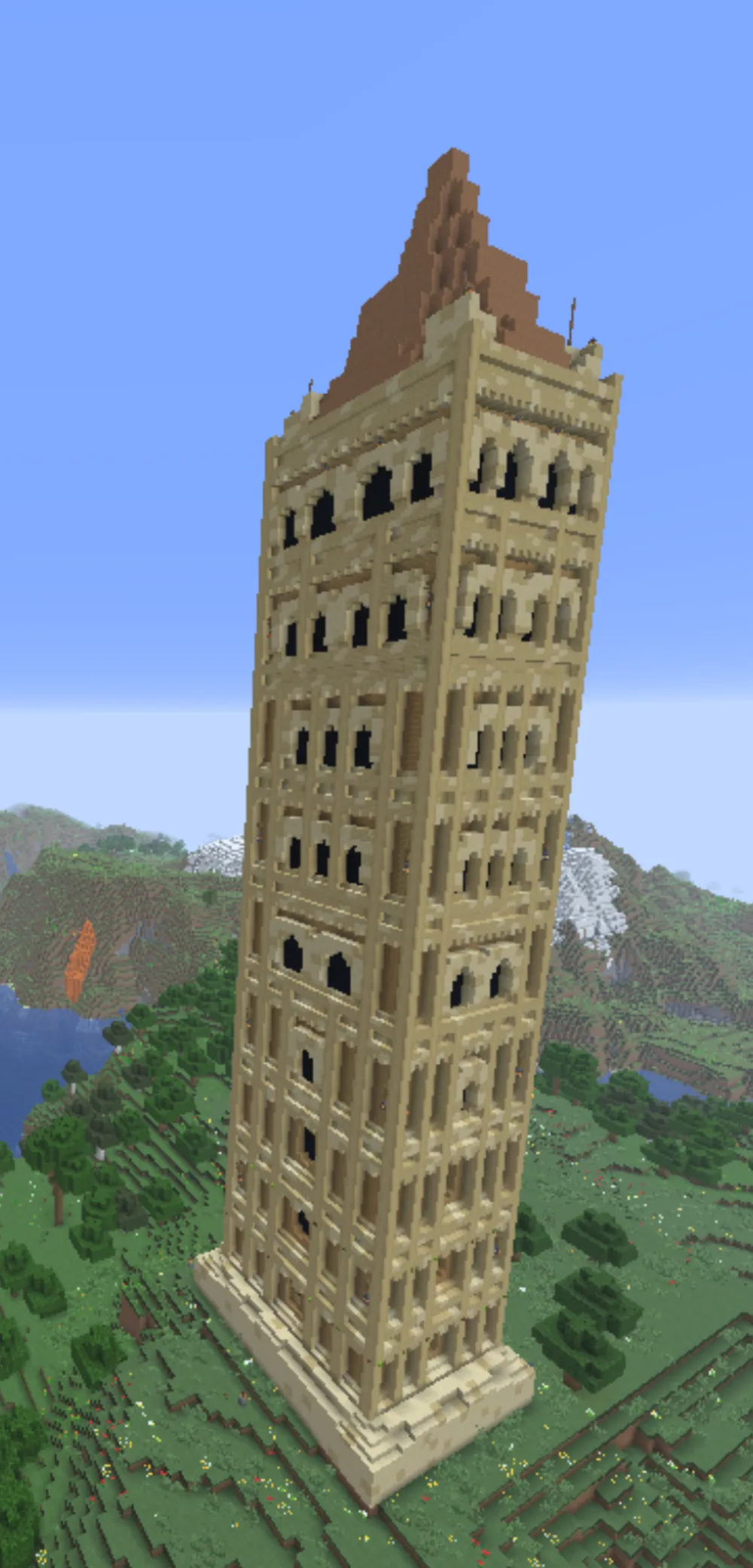 Torre campanaria ricostruita in Minecraft