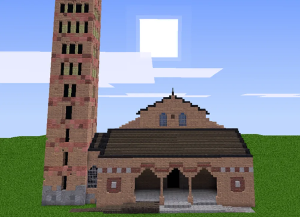 Campanile e abbazia ricostruiti in Minecraft
