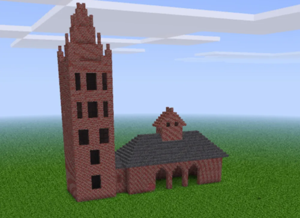 Campanile e chiesetta ricostruiti in Minecraft